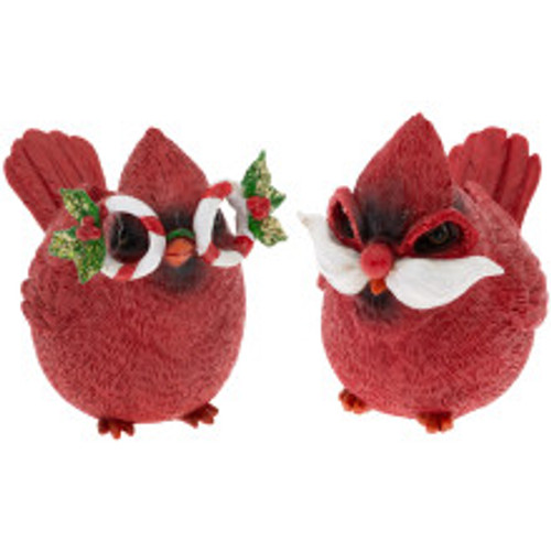Comical Cardinal Pair Figurines