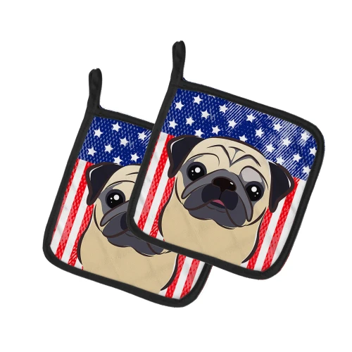 Patriotic Pug Potholder - Set of 2