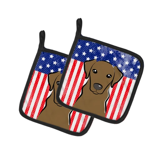 Patriotic Chocolate Lab Potholder
