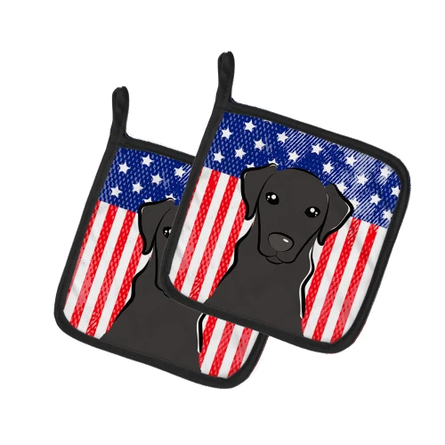 Patriotic Black Lab Potholder - Set of 2