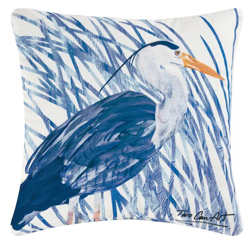 Blue Heron Throw Pillow - Indoor/Outdoor