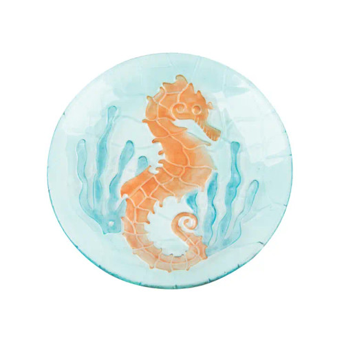 Sea Green & Orange Seahorse Decorative Plate