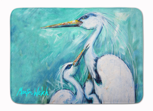 Egrets on Teal-Aqua Memory Foam Rug
