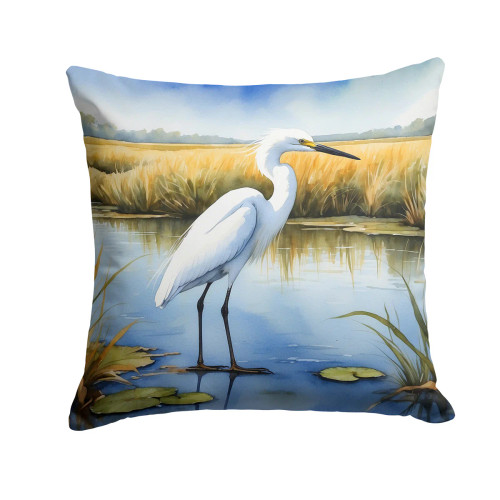 Lone Egret Throw Pillow - 14" - Indoor/Outdoor