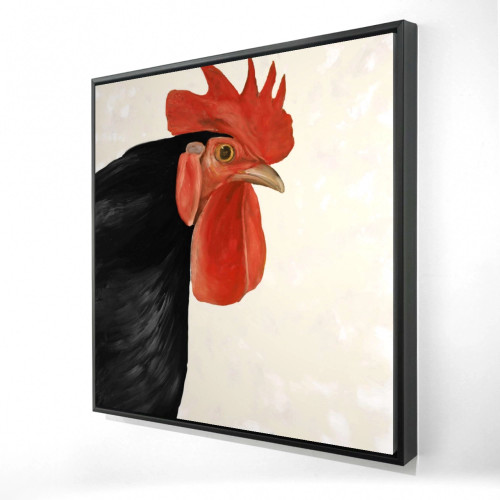 Black Rooster Fine Art Print - Framed