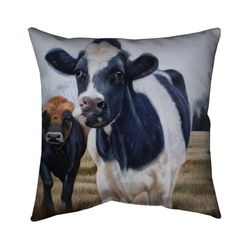 Two Curious Cows Throw Pillow