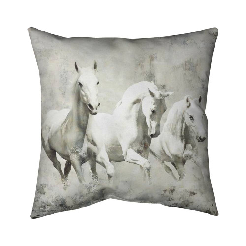 Running White Horses Throw Pillow