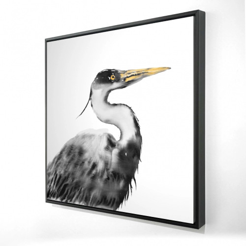 Black & White Heron Fine Art Print - Framed