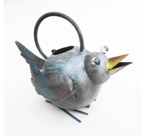 Rustic Metal Bird Watering Can