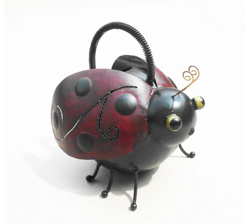Rustic Metal Ladybug Watering Can