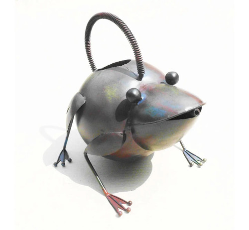 Rustic Metal Frog Watering Can