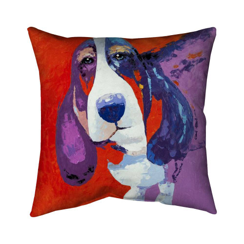 Red & Purple Basset Hound Throw Pillow Red & Purple Basset Hound Throw Pillow