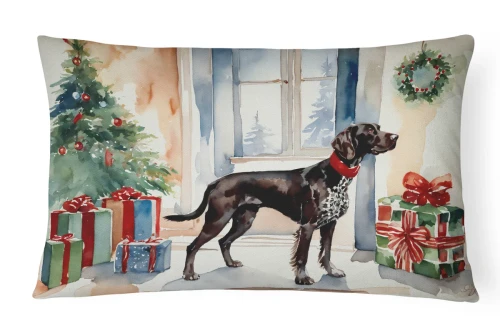 Cozy Christmas German Shorthaired Pointer Throw Pillow - Indoor/Outdoor