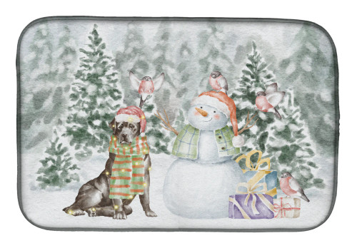 Holiday Black Lab Dish Drying Mat