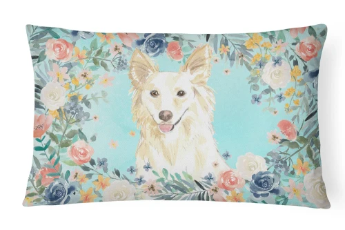 White Collie Throw Pillow