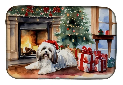 Cozy Christmas Havanese Glass Dish Drying Mat 