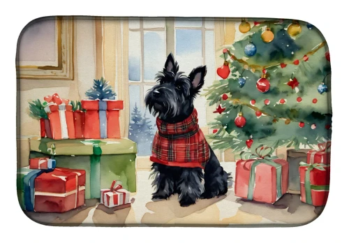 Cozy Christmas Scottish Terrier Dish Drying Mat