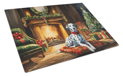 Cozy Christmas Dalmatian Glass Cutting Board