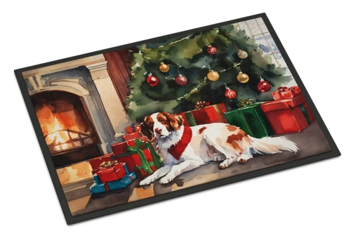 Cozy Christmas Brittany Spaniel Doormat