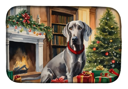Cozy Christmas Weimaraner Dish Drying Mat