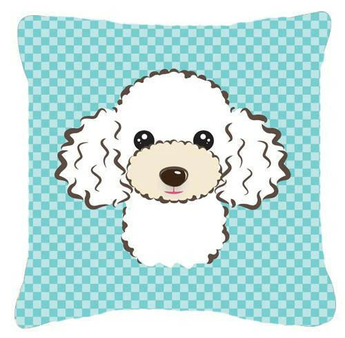 White Poodle on Blue Throw Pillow - Indoor/Outdoor