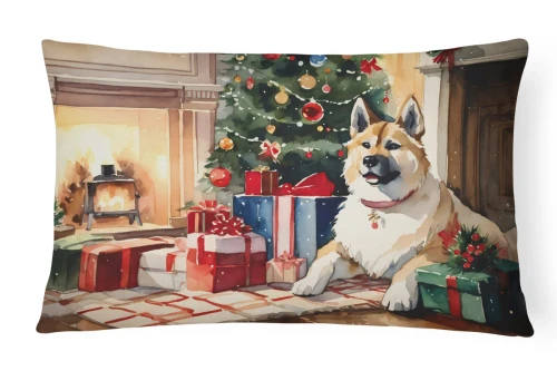 Cozy Christmas Akita Throw Pillow - Indoor/Outdoor