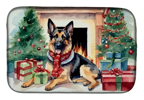 Cozy Christmas German Shepherd Dish Drying Mat