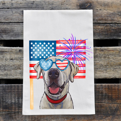 Patriotic Yellow Lab Kitchen Towel Patriotic Yellow Lab Kitchen Towel