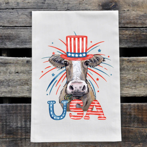 Patriotic Cow Kitchen Towel