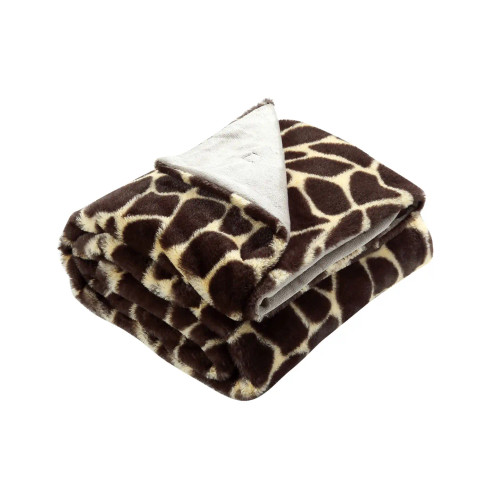Faux Giraffe Print Plush Throw Blanket