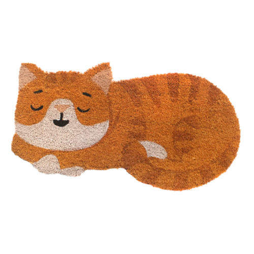Sleeping Orange Tabby Cat Doormat