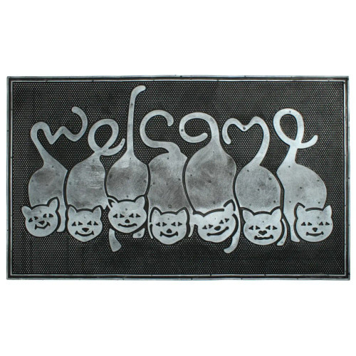 Gray Cat Tail Welcome Doormat