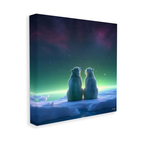 Northern Light Polar Bears Canvas Print