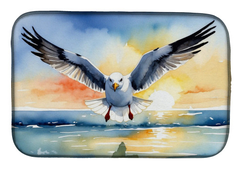Sunset Soaring Seagull Dish Drying Mat