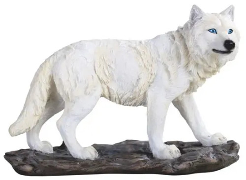 White Wolf Figurine on Base