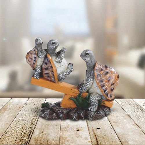 Turtle Family on Seesaw Figurine