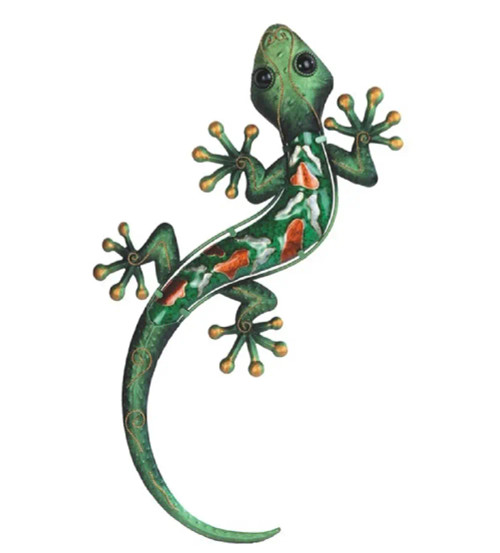 Green Metal Gecko Wall Décor