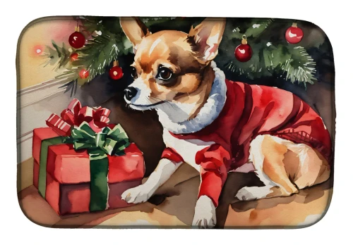 Cozy Christmas Chihuahua Dish Drying Mat