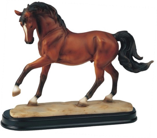 Bay Horse Figurine On Base - Walking