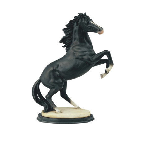 Black Horse Figurine On Base - Rearing