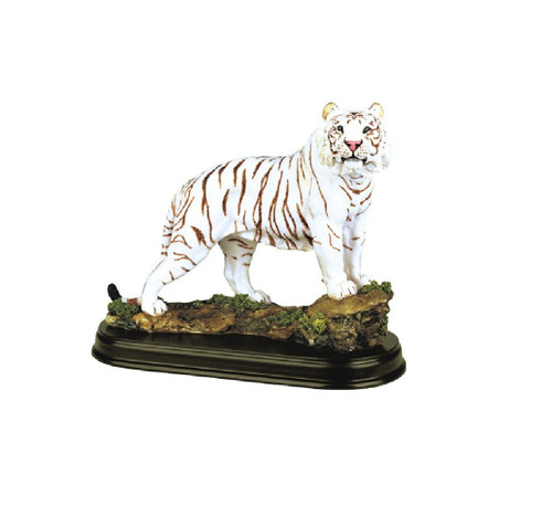 White Tiger Figurine - Standing Up on Rock Base