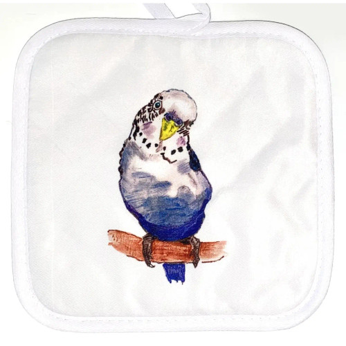 Blue Parakeet Potholder - Set of 2