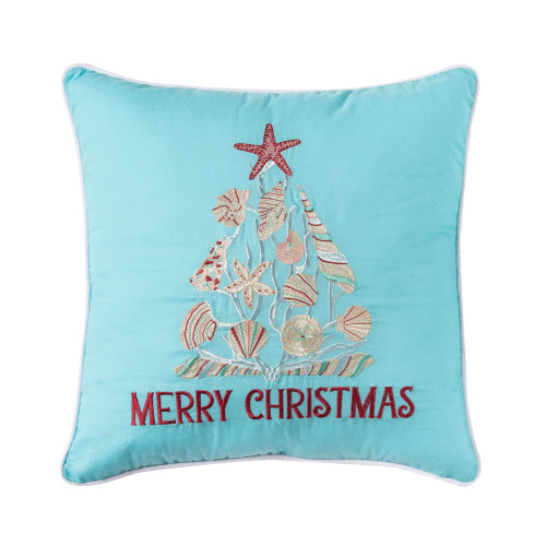 Seashell Christmas Tree Throw Pillow
