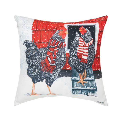 Winter Chickens Throw Pillow