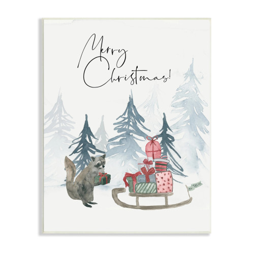 Christmas Raccoon Art Print Plaque
