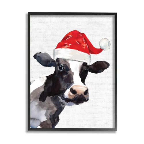 Santa Cow Christmas Framed Art Print
