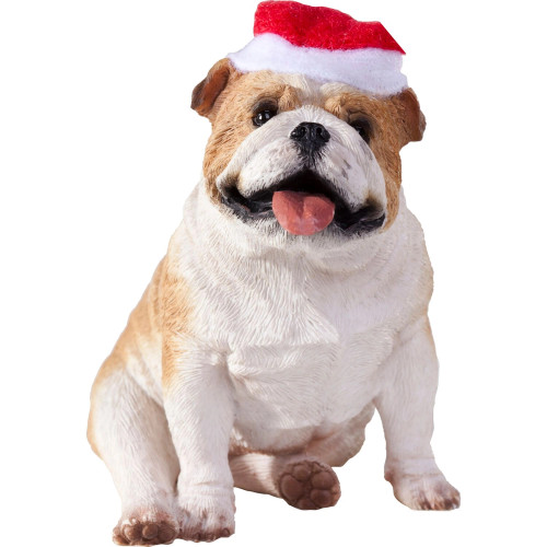 Santa Bulldog Christmas Figurine