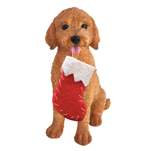 Goldendoodle Christmas Figurine - with Stocking