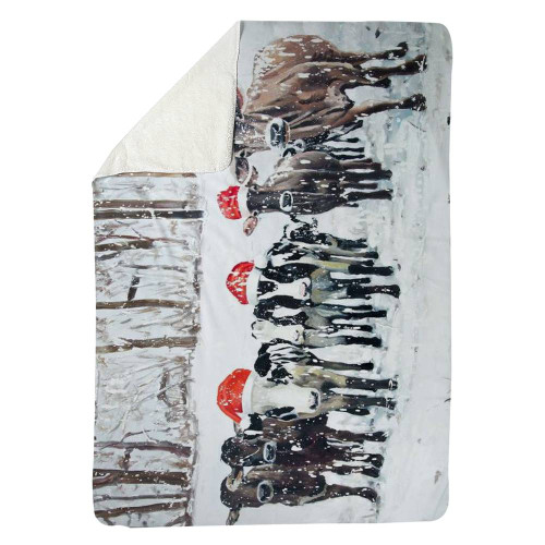 Snowy Christmas Cows Throw Blanket