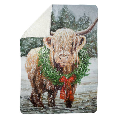 Highland Cow Christmas Throw Blanket